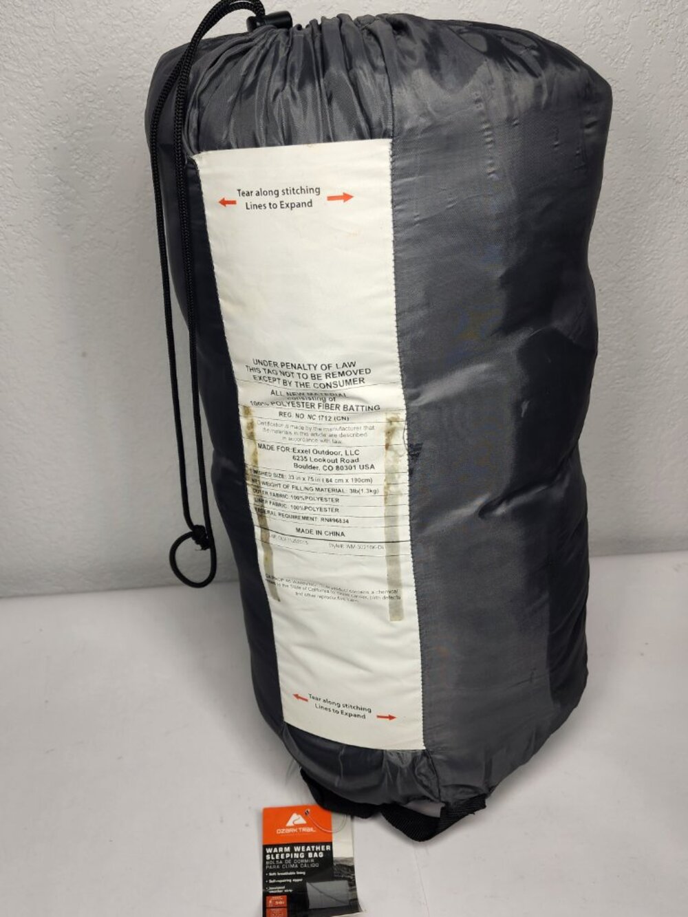 Ozark Trail 50 degrees Warm Weather Silver Gray Sleeping Bag Camping Outdoor - Picture 2 of 7
